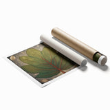 Floral and botanical wall art print rolled and ready for display, showcasing vibrant colors of flowers and leaves, perfect for home decor enhancement.