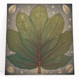 Stretched canvas wall art depicting vibrant floral and botanical designs with lush green leaves, ideal for home decor. Perfect for adding a natural touch to any space.