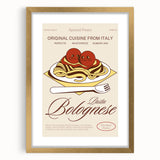 Extra large abstract art print featuring textured food dishes in muted earth tones, framed with a gold mat.