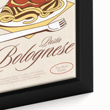 Close-up of a black wall art canvas featuring colorful, textured images of various food dishes, ideal for living room decor.