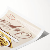 Extra large wall art featuring line art flowers in black on a white background, rolled print.