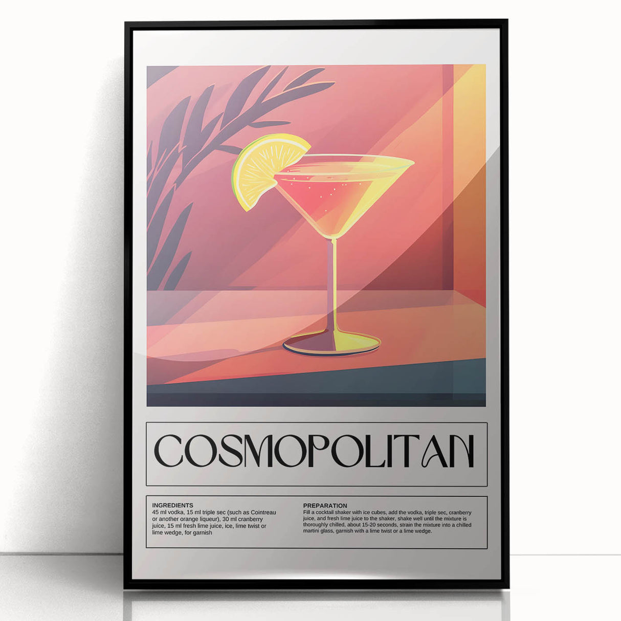 Large abstract wall art featuring mid-century modernist style in black and white tones on framed acrylic.