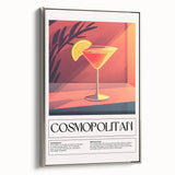 Landscape art painting on framed canvas featuring a vintage poster design with colorful and black elements.