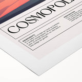 Art deco poster featuring a stylized cocktail glass, in bold black and golden hues, printed on rolled canvas.