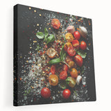 Large canvas print of assorted fruits in vibrant colors, ideal for kitchen wall art.