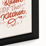 Extra large black wall art featuring a colorful, textured depiction of various foods on a framed canvas.