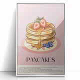 Acrylic print of assorted pastries in soft beige tones, framed in white, suitable for modern kitchen decor.