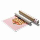Extra large rolled print featuring various pastries in soft pastel tones.