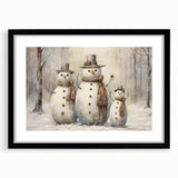 Winter Snowman Family – Heartwarming Christmas Art Prints