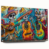 Colorful Cinco de Mayo Wall Art - Mexican Fiesta Skeleton Guitarists