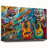Colorful Cinco de Mayo Wall Art - Mexican Fiesta Skeleton Guitarists