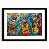 Colorful Cinco de Mayo Wall Art - Mexican Fiesta Skeleton Guitarists
