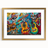 Colorful Cinco de Mayo Wall Art - Mexican Fiesta Skeleton Guitarists
