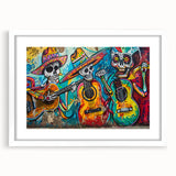 Colorful Cinco de Mayo Wall Art - Mexican Fiesta Skeleton Guitarists