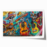 Colorful Cinco de Mayo Wall Art - Mexican Fiesta Skeleton Guitarists