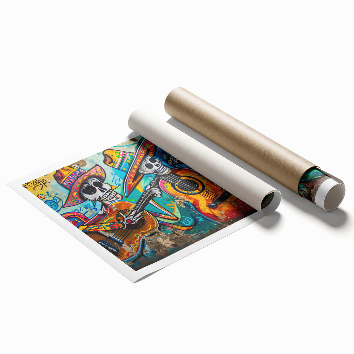 Colorful Cinco de Mayo Wall Art - Mexican Fiesta Skeleton Guitarists