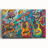 Colorful Cinco de Mayo Wall Art - Mexican Fiesta Skeleton Guitarists