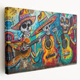 Colorful Cinco de Mayo Wall Art - Mexican Fiesta Skeleton Guitarists