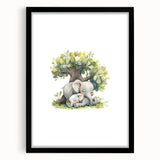 Sleeping Elephants Girls Room Wall Art – Nursery Animal Print