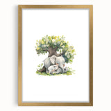 Sleeping Elephants Girls Room Wall Art – Nursery Animal Print