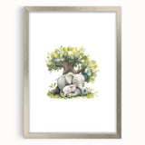 Sleeping Elephants Girls Room Wall Art – Nursery Animal Print