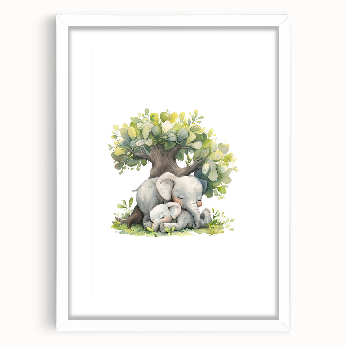 Sleeping Elephants Girls Room Wall Art – Nursery Animal Print
