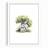 Sleeping Elephants Girls Room Wall Art – Nursery Animal Print
