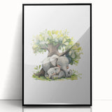 Sleeping Elephants Girls Room Wall Art – Nursery Animal Print