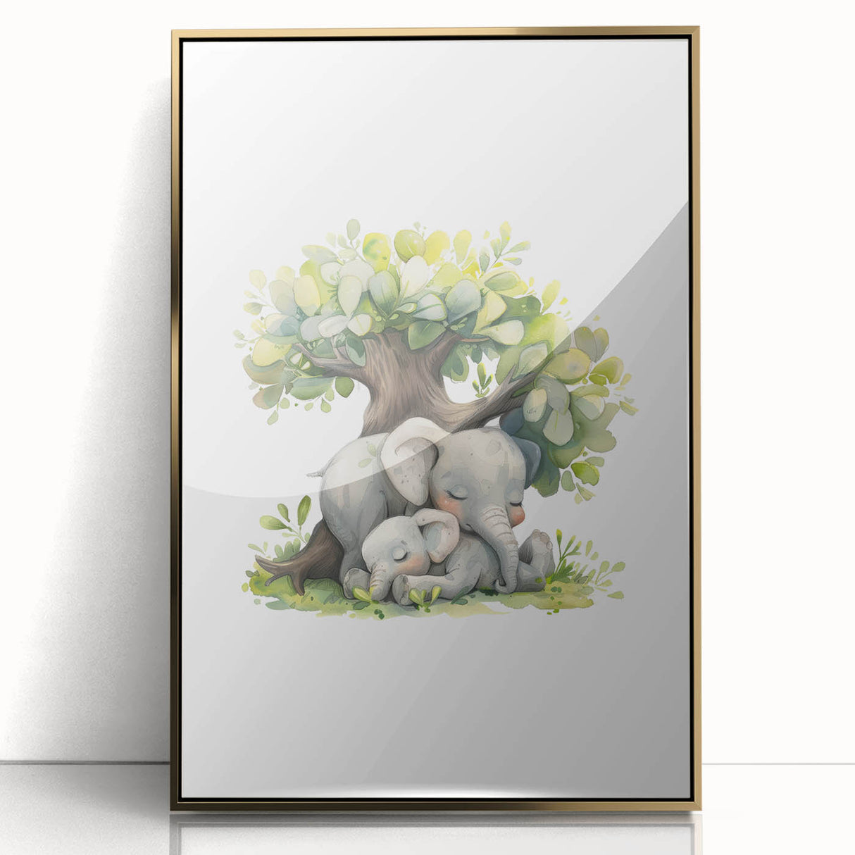 Sleeping Elephants Girls Room Wall Art – Nursery Animal Print
