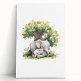 Sleeping Elephants Girls Room Wall Art – Nursery Animal Print