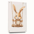 Playful Bunny on Swing Nursery Wall Art - Baby Room Decor
