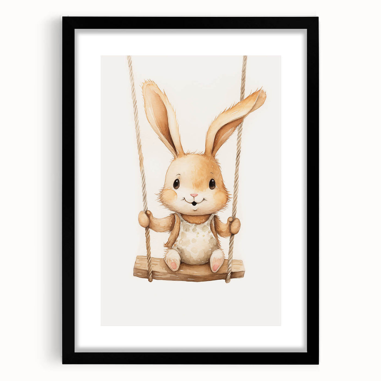 Playful Bunny on Swing Nursery Wall Art - Baby Room Decor
