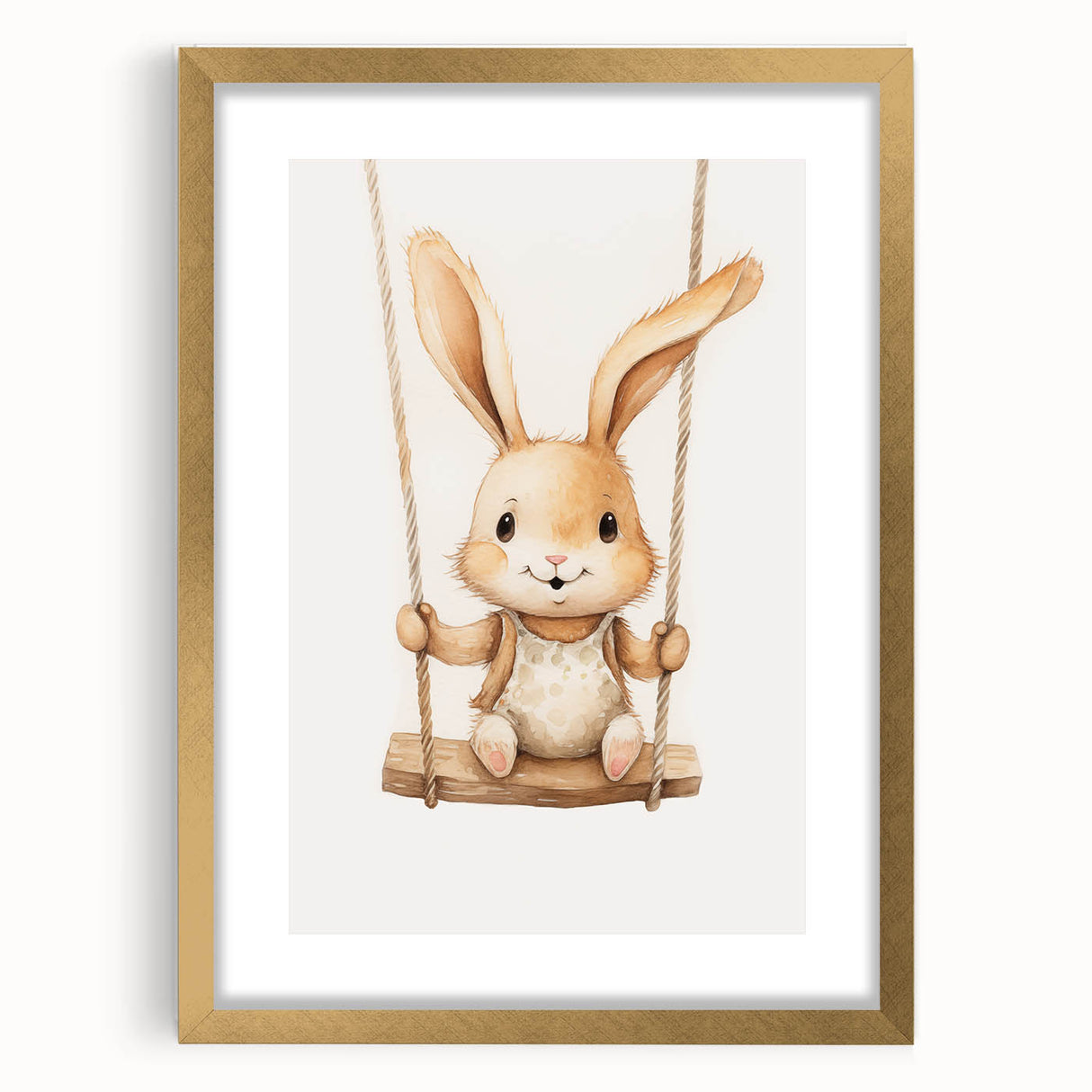 Playful Bunny on Swing Nursery Wall Art - Baby Room Decor