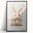 Playful Bunny on Swing Nursery Wall Art - Baby Room Decor