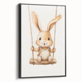 Playful Bunny on Swing Nursery Wall Art - Baby Room Decor