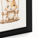 Playful Bunny on Swing Nursery Wall Art - Baby Room Decor
