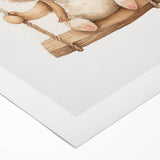 Playful Bunny on Swing Nursery Wall Art - Baby Room Decor