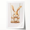 Playful Bunny on Swing Nursery Wall Art - Baby Room Decor