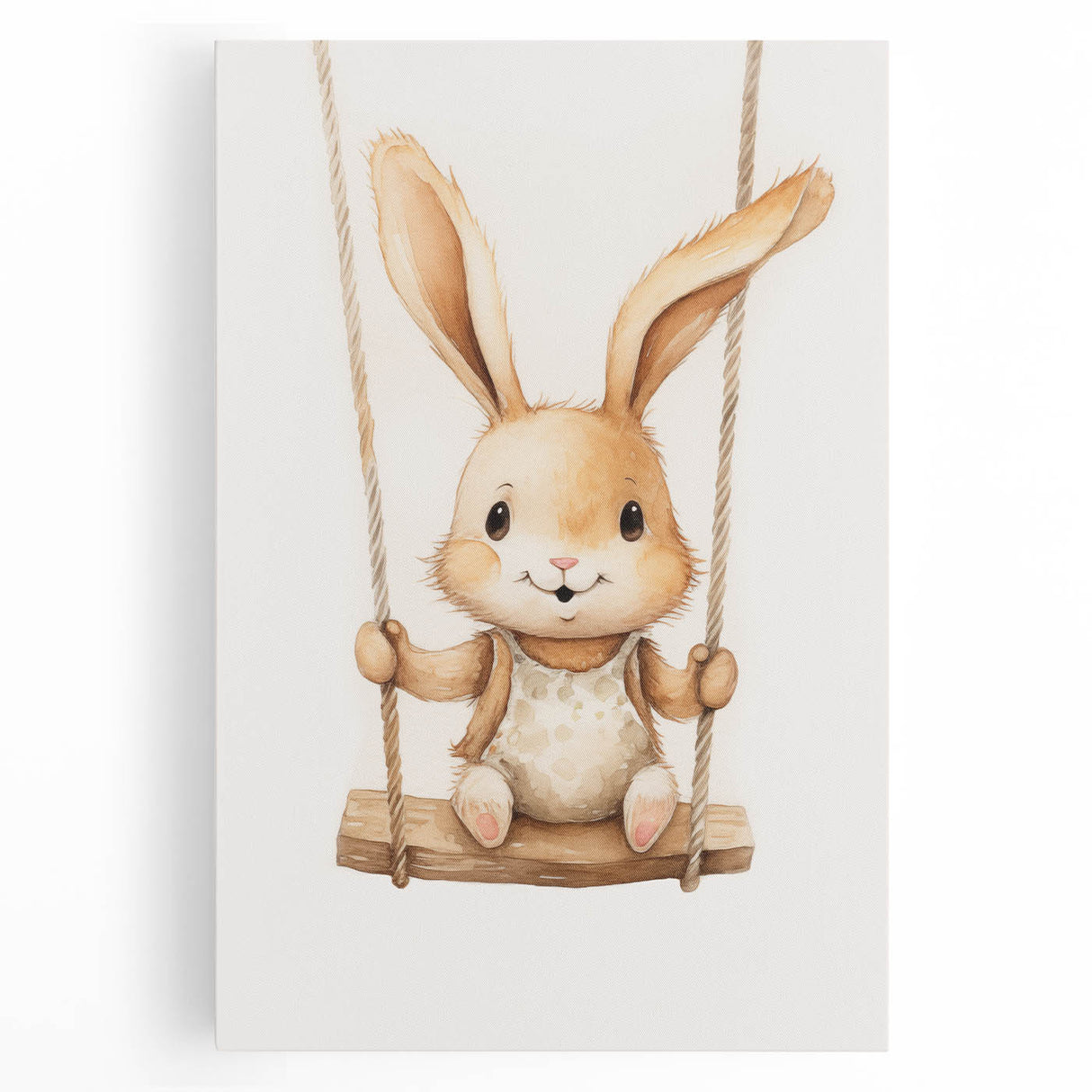 Playful Bunny on Swing Nursery Wall Art - Baby Room Decor
