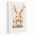 Playful Bunny on Swing Nursery Wall Art - Baby Room Decor
