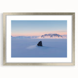 Framed landscape artwork showcasing serene sand dunes in soft beige and gold tones, accented with a sleek silver mat, perfect for modern decor.