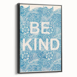 Be Kind Typography Art Print – Floral Blue Wall Decor