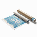 Be Kind Typography Art Print – Floral Blue Wall Decor