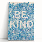 Be Kind Typography Art Print – Floral Blue Wall Decor