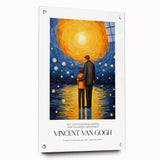 Acrylic glass print of an impressionist-style landscape with vibrant blue and green hues, ideal for dining room decor.