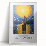 Acrylic print of Van Gogh-inspired impressionist artwork in vibrant colors, framed in white.