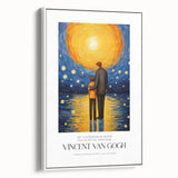 Vintage poster art featuring an impressionist style with vibrant color palette, framed on white canvas.