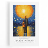 Impressionist-style painting of a starry night in black and white on stretched canvas, suitable for kitchen wall art.