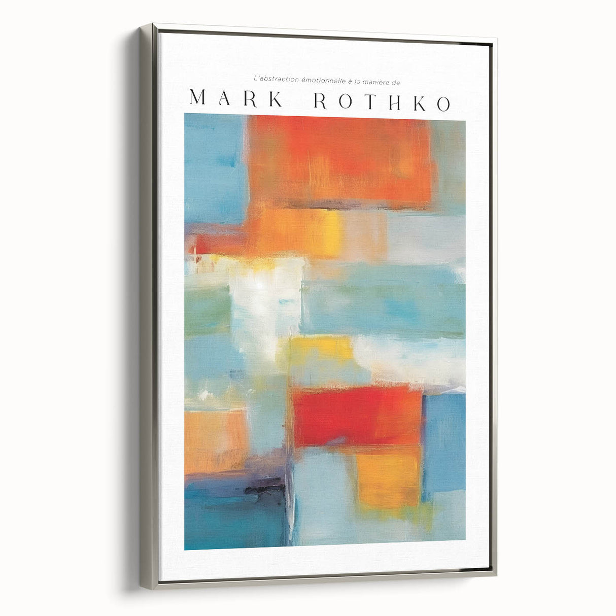 Landscape art painting featuring vibrant blue and green hues on a silver-framed canvas, ideal for modern living room decor.