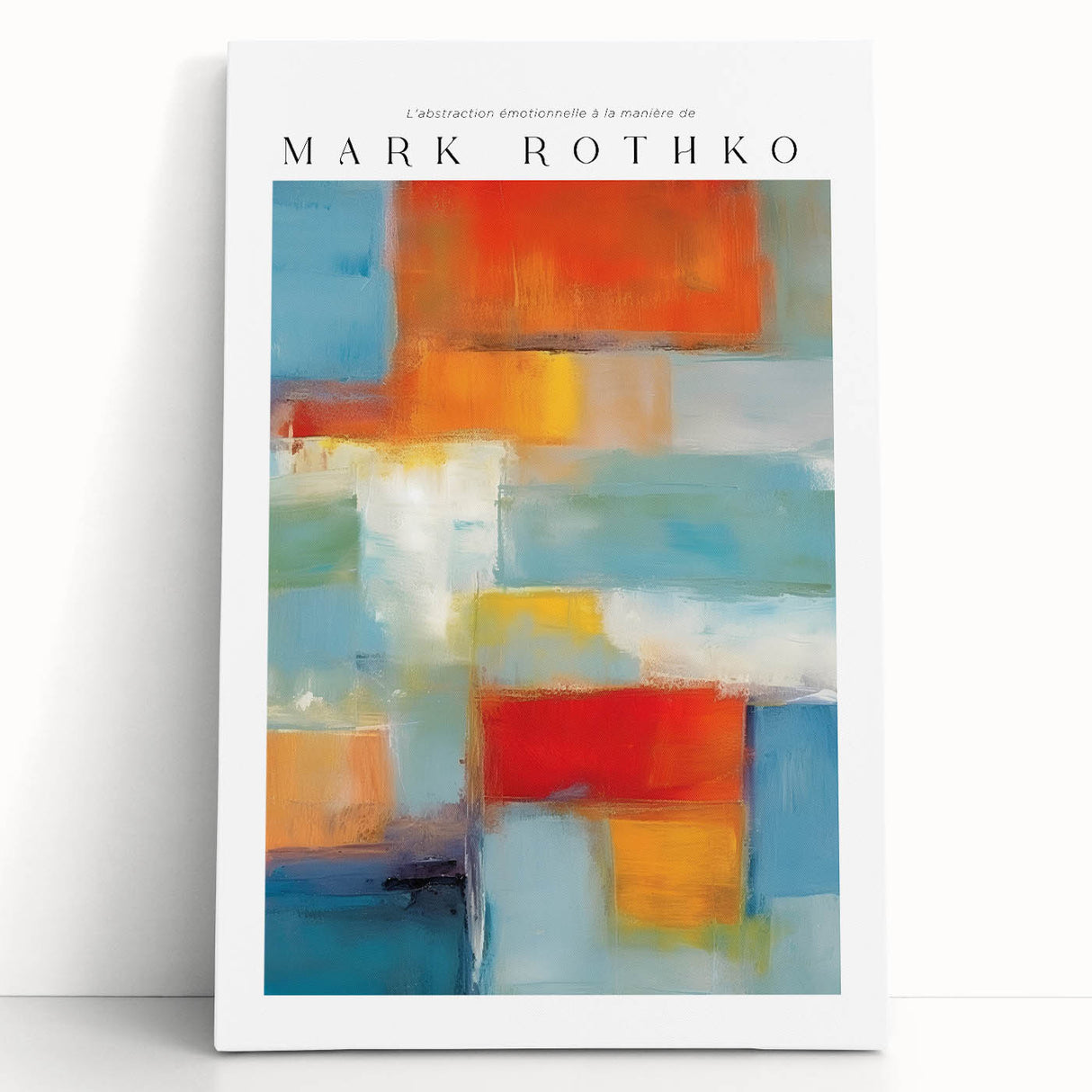Large black and white abstract canvas featuring Rothko-inspired blocks of color.